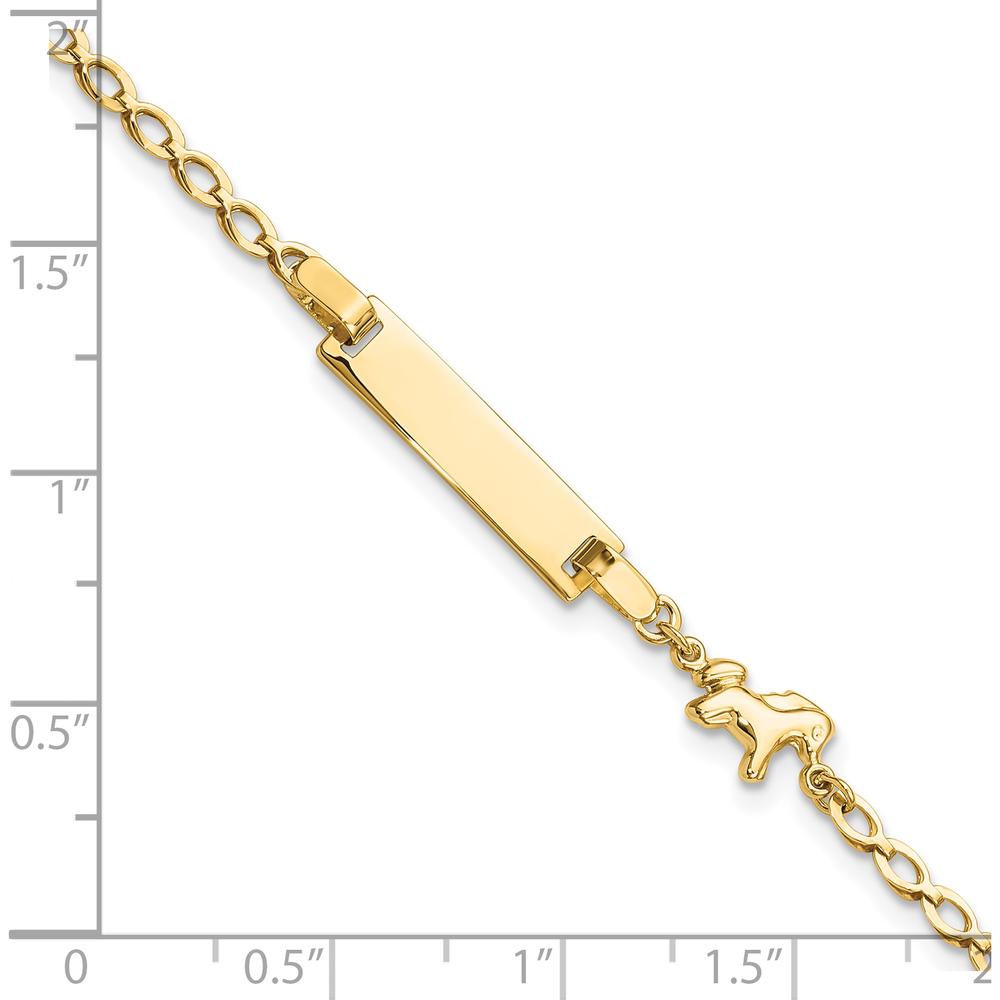14K Yellow Gold Baby/Child 6" ID Bracelet with Polished Finish and Horse Charm by Oro Pregiato