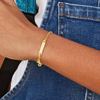 14K Yellow Gold Baby/Child 6" ID Bracelet with Polished Finish and Horse Charm by Oro Pregiato