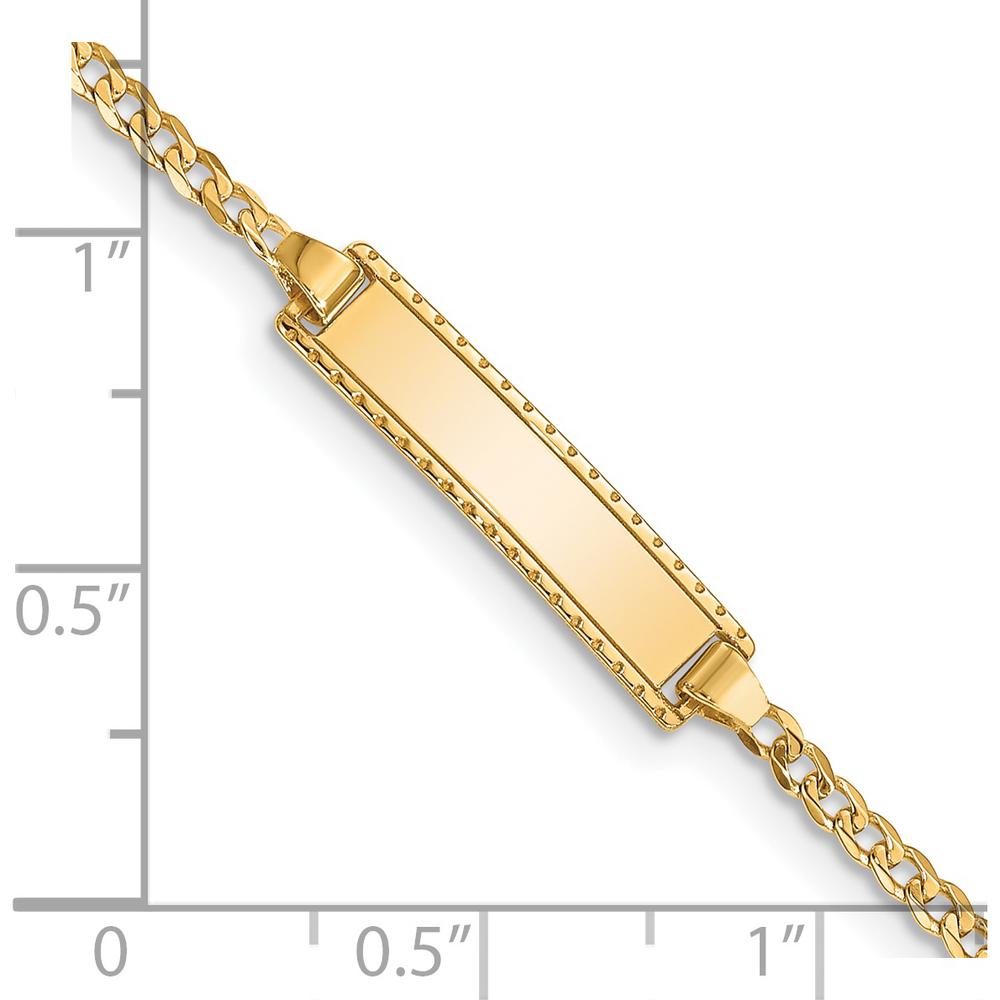 14K Yellow Gold Baby/Child Curb Link ID Bracelet with Solid Plate Charm - 6" by Oro Pregiato