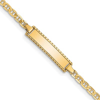 14K Yellow Gold Baby/Child ID Bracelet with Anchor Link Chain and Engravable Solid Plate - 6 Inches by Oro Pregiato