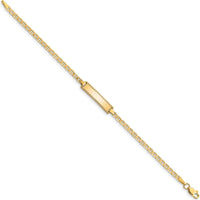 14K Yellow Gold Baby/Child ID Bracelet with Anchor Link Chain and Engravable Solid Plate - 6 Inches by Oro Pregiato