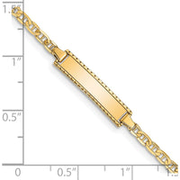 14K Yellow Gold Baby/Child ID Bracelet with Anchor Link Chain and Engravable Solid Plate - 6 Inches by Oro Pregiato
