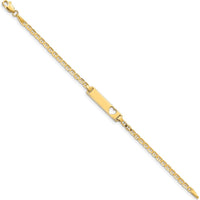 14K Yellow Gold Baby/Child ID Bracelet with Cut-Out Heart Charm and Polished Anchor Link Chain - 5.5" Length by Oro Pregiato