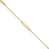 14K Yellow Gold Baby/Child ID Bracelet with Heart Cut-Out Plate - Personalized 6" Curb Chain by Oro Pregiato