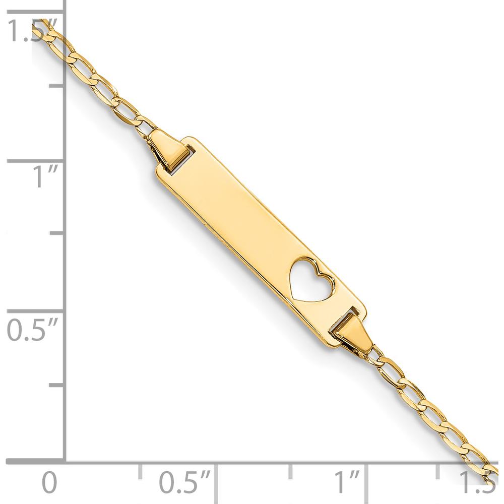 14K Yellow Gold Baby/Child ID Bracelet with Heart Cut-Out Plate - Personalized 6" Curb Chain by Oro Pregiato