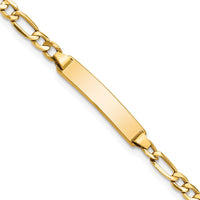 14K Yellow Gold Baby/Child ID Bracelet with Polished Semi-Solid Figaro Link Chain - 6" Length by Oro Pregiato