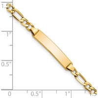 14K Yellow Gold Baby/Child ID Bracelet with Polished Semi-Solid Figaro Link Chain - 6" Length by Oro Pregiato