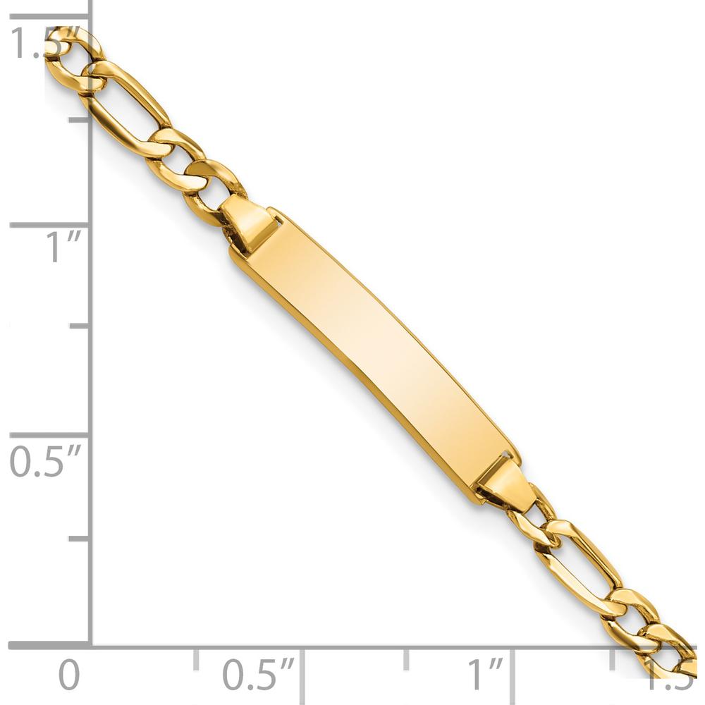 14K Yellow Gold Baby/Child ID Bracelet with Polished Semi-Solid Figaro Link Chain - 6" Length by Oro Pregiato