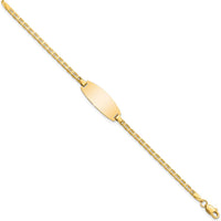 14K Yellow Gold Baby/Child ID Bracelet with Polished Solid Plate and Anchor Link Chain - 5.5" Length by Oro Pregiato