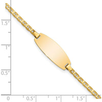 14K Yellow Gold Baby/Child ID Bracelet with Polished Solid Plate and Anchor Link Chain - 5.5" Length by Oro Pregiato
