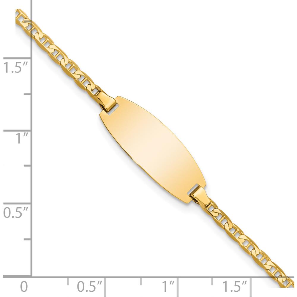 14K Yellow Gold Baby/Child ID Bracelet with Polished Solid Plate and Anchor Link Chain - 5.5" Length by Oro Pregiato