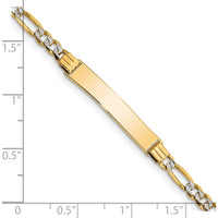 14K Yellow Gold Baby/Child ID Bracelet with Rhodium Polished Figaro Chain - 6" Length by Oro Pregiato