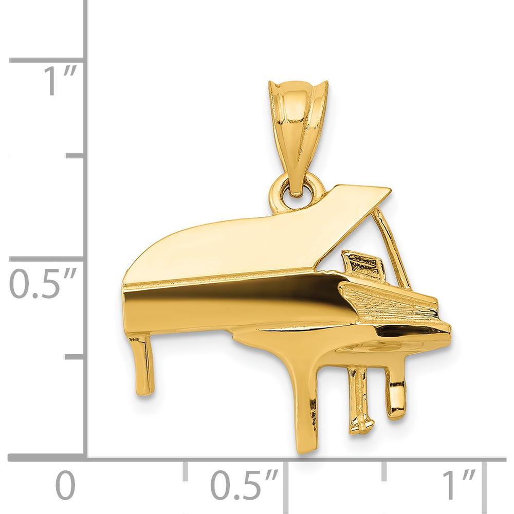 14K Yellow Gold Baby Grand Piano Charm - Solid & Polished, Music Lover Gift by Oro Pregiato