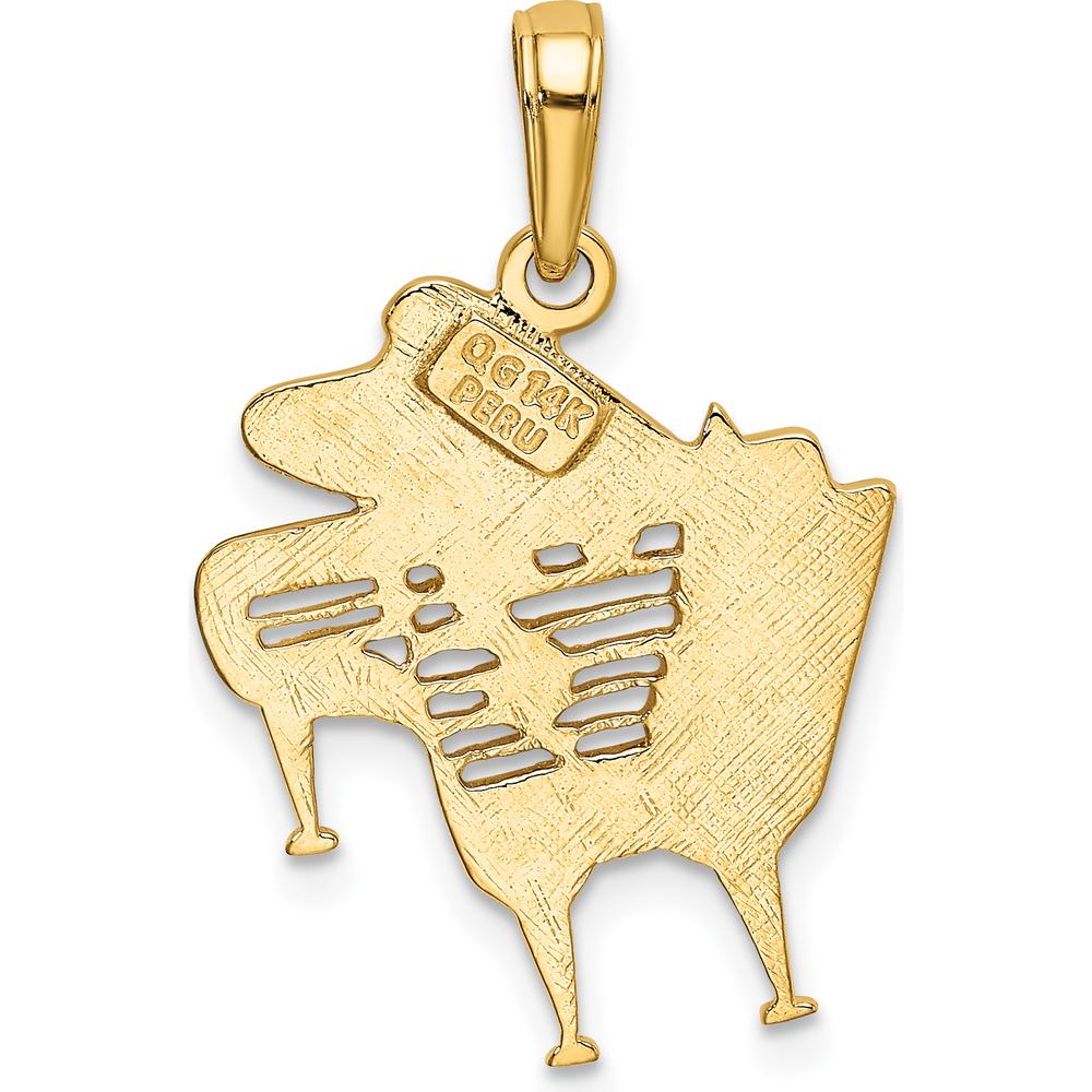 14K Yellow Gold Baby Grand Piano Pendant - Musical Charm with Textured Back and Polished Finish by Oro Pregiato