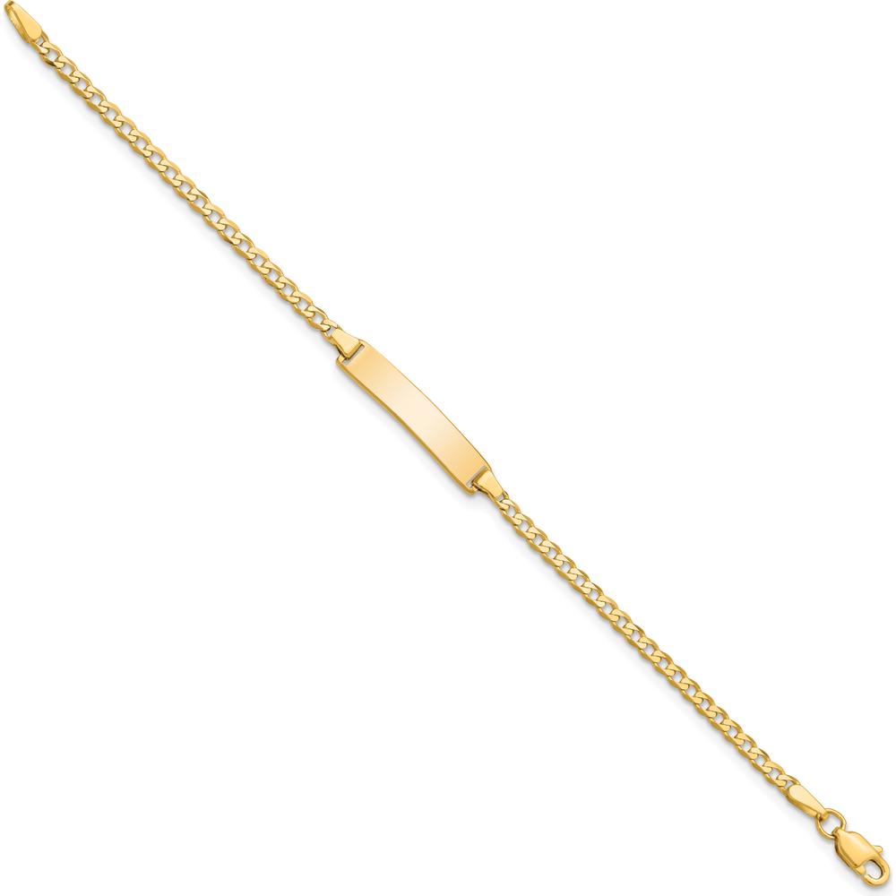 14K Yellow Gold Baby ID Bracelet with Polished Curb Link Chain - 6" Length by Oro Pregiato