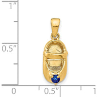 14K Yellow Gold Baby Shoe Charm with Synthetic September Sapphire Birthstone - 2.75mm by Oro Pregiato