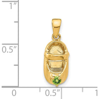 14K Yellow Gold Baby Shoe Pendant with Round Synthetic Peridot - August Birthstone by Oro Pregiato