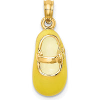 14K Yellow Gold Baby Shoe Pendant with Yellow Enamel Detail - 21.8mm Length by Oro Pregiato