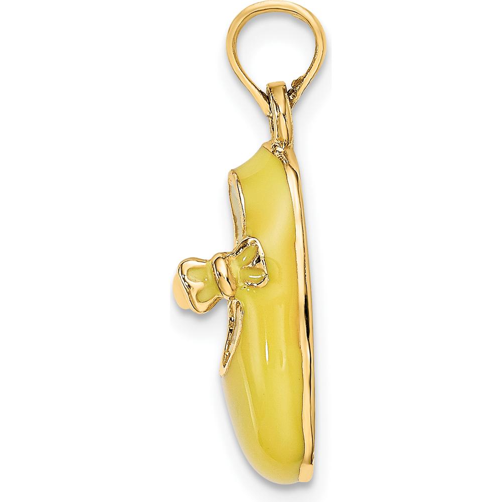 14K Yellow Gold Baby Shoe Pendant with Yellow Enamel Detail - 21.8mm Length by Oro Pregiato