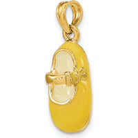 14K Yellow Gold Baby Shoe Pendant with Yellow Enamel Detail - 21.8mm Length by Oro Pregiato