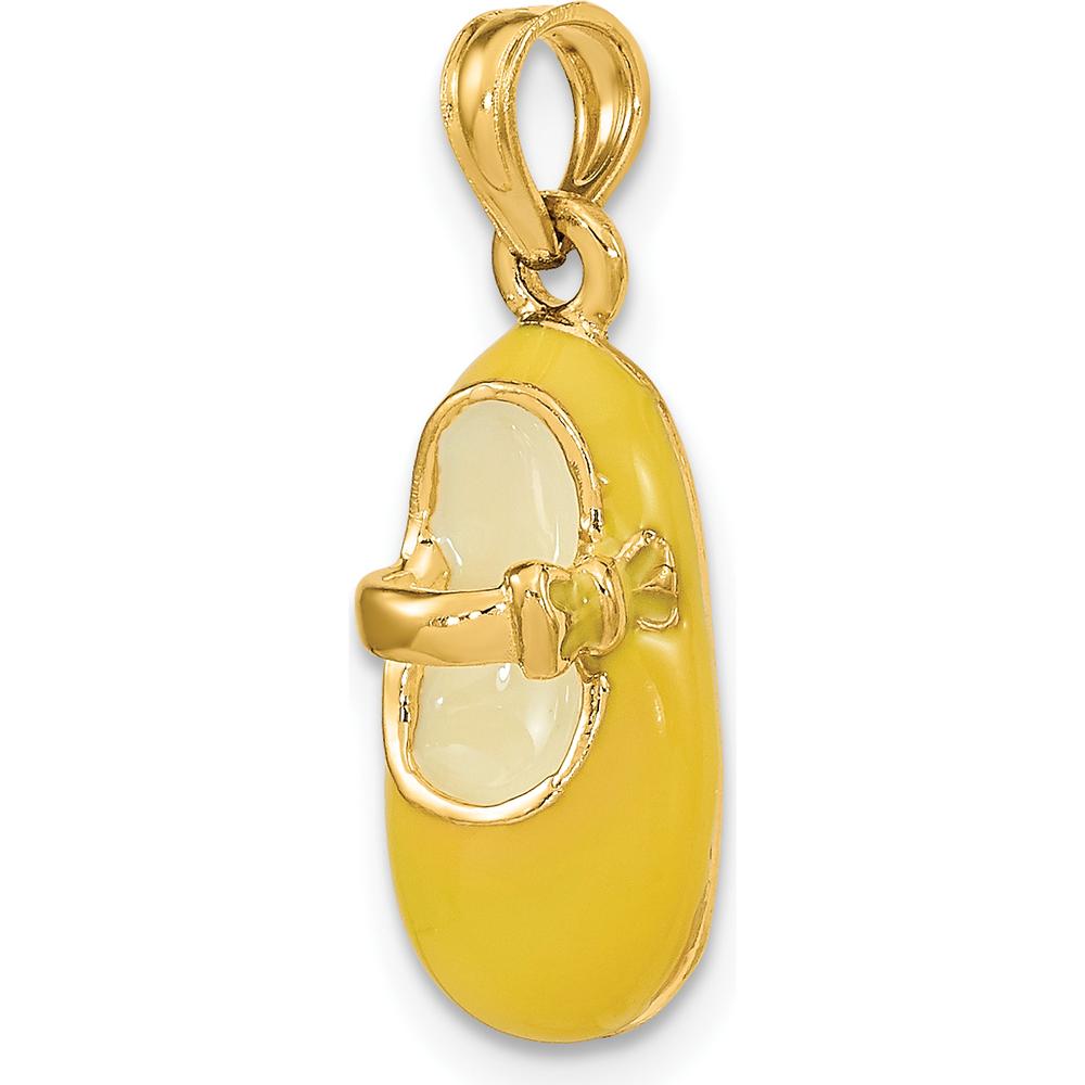 14K Yellow Gold Baby Shoe Pendant with Yellow Enamel Detail - 21.8mm Length by Oro Pregiato