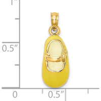 14K Yellow Gold Baby Shoe Pendant with Yellow Enamel Detail - 21.8mm Length by Oro Pregiato