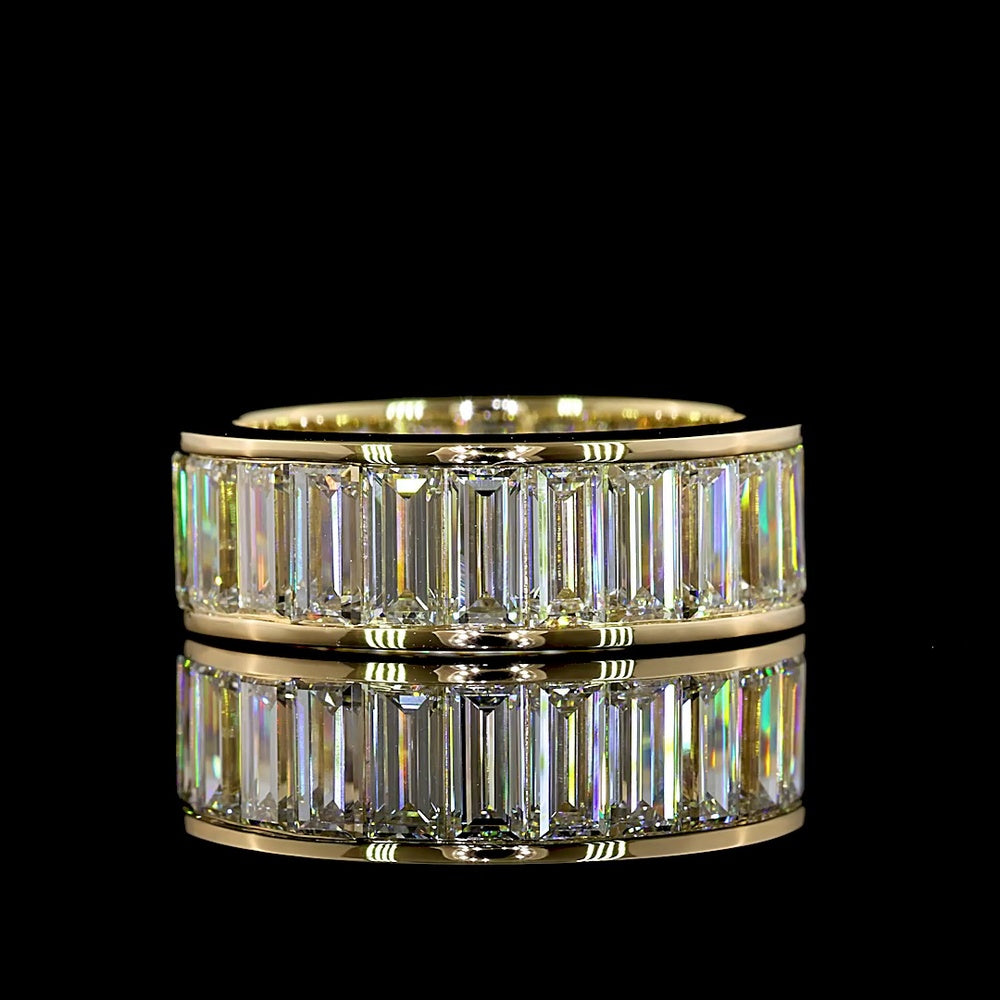 14K Yellow Gold Baguette Cut Eternity Band with Channel Set Lab Diamonds - 6.41 Carat Total Diamond Weight - Covaloro Fine Jewelry