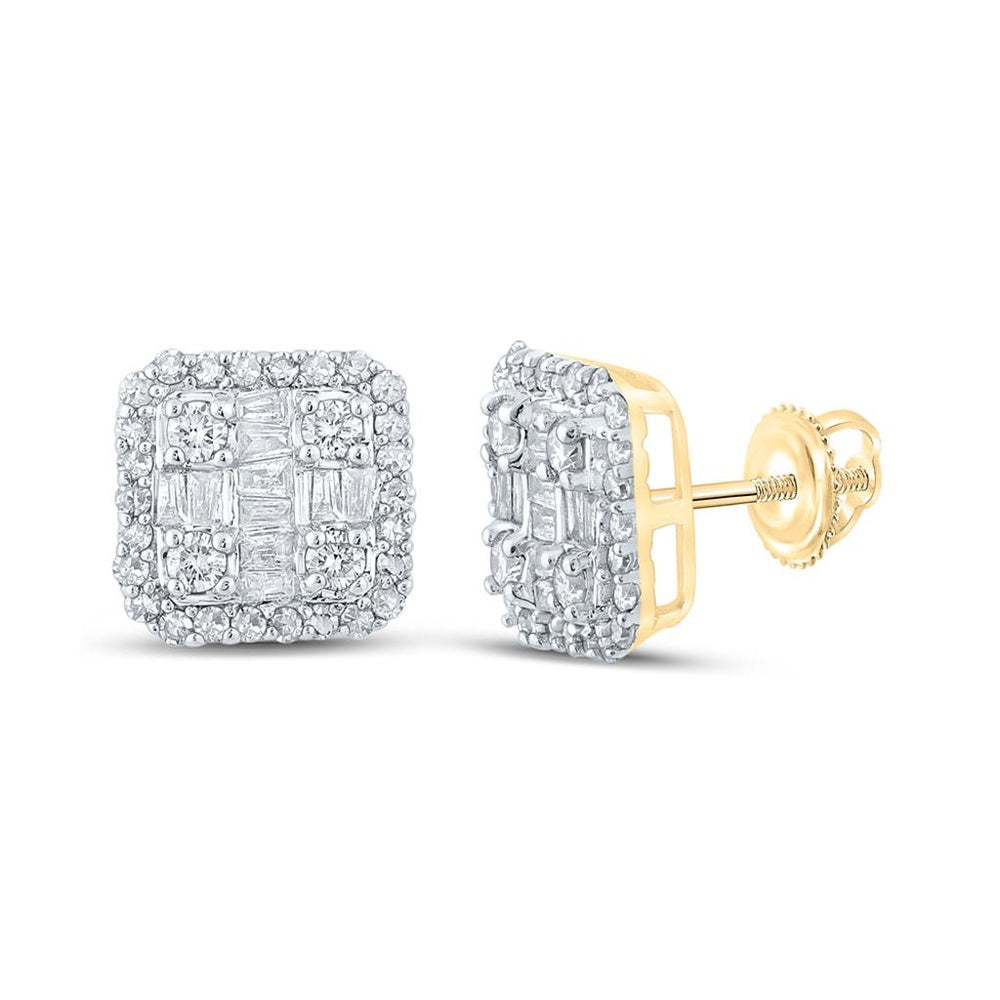 14K Yellow Gold Baguette Diamond Dangle Earrings - 1/2 Carat Total Diamond Weight