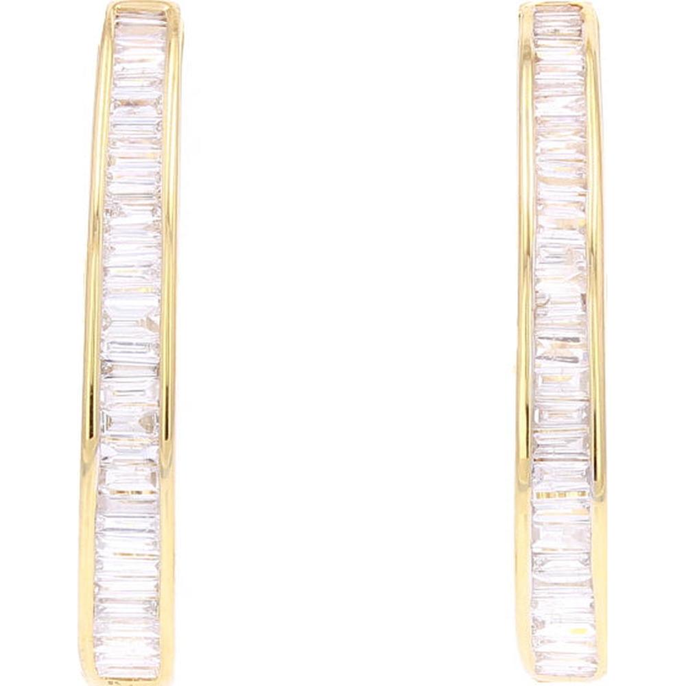 14K Yellow Gold Baguette Diamond Line Earrings - 1.00 Carat Total Diamond Weight