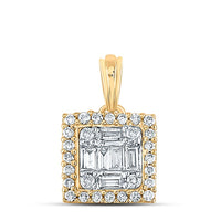 14K Yellow Gold Baguette Diamond Pendant - 1/5 Carat Total Diamond Weight
