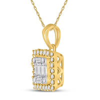 14K Yellow Gold Baguette Diamond Pendant - 1/5 Carat Total Diamond Weight