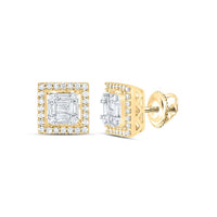 14K Yellow Gold Baguette Diamond Stud Earrings - 3/8 Carat Total Diamond Weight