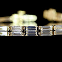 14K Yellow Gold Baguette Diamond Tennis Bracelet with East-West Half Bezel Setting - 2.75 Carat Total Weight Lab Diamonds - Covaloro Fine Jewelry