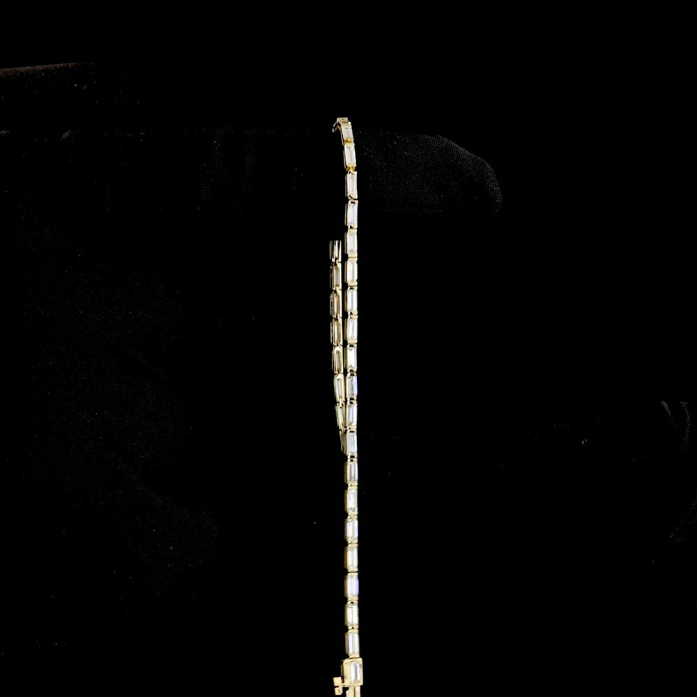 14K Yellow Gold Baguette Diamond Tennis Bracelet with East-West Half Bezel Setting - 2.75 Carat Total Weight Lab Diamonds - Covaloro Fine Jewelry