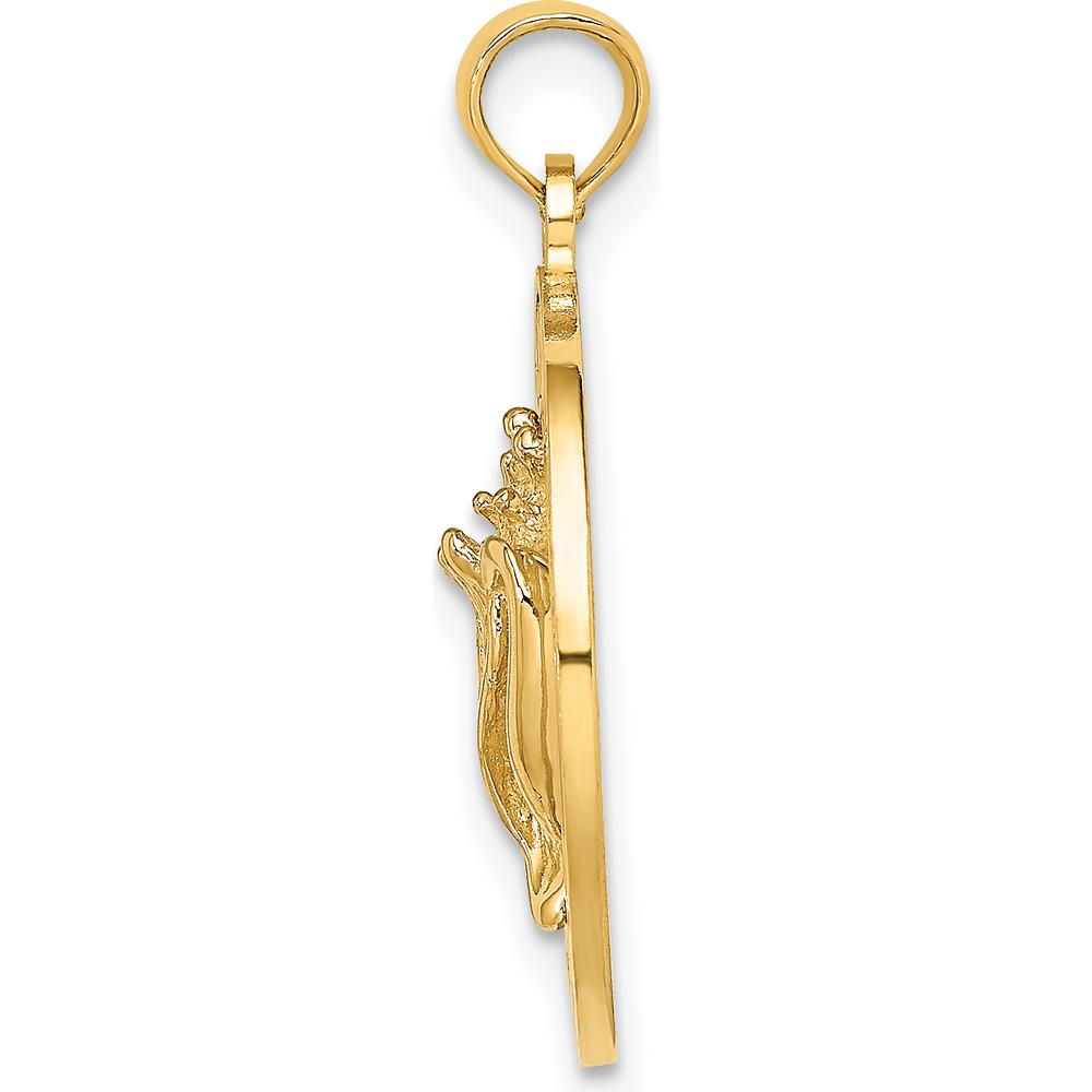 14K Yellow Gold Bahamas Conch Shell Circle Pendant - Ocean-Inspired Design by Oro Pregiato