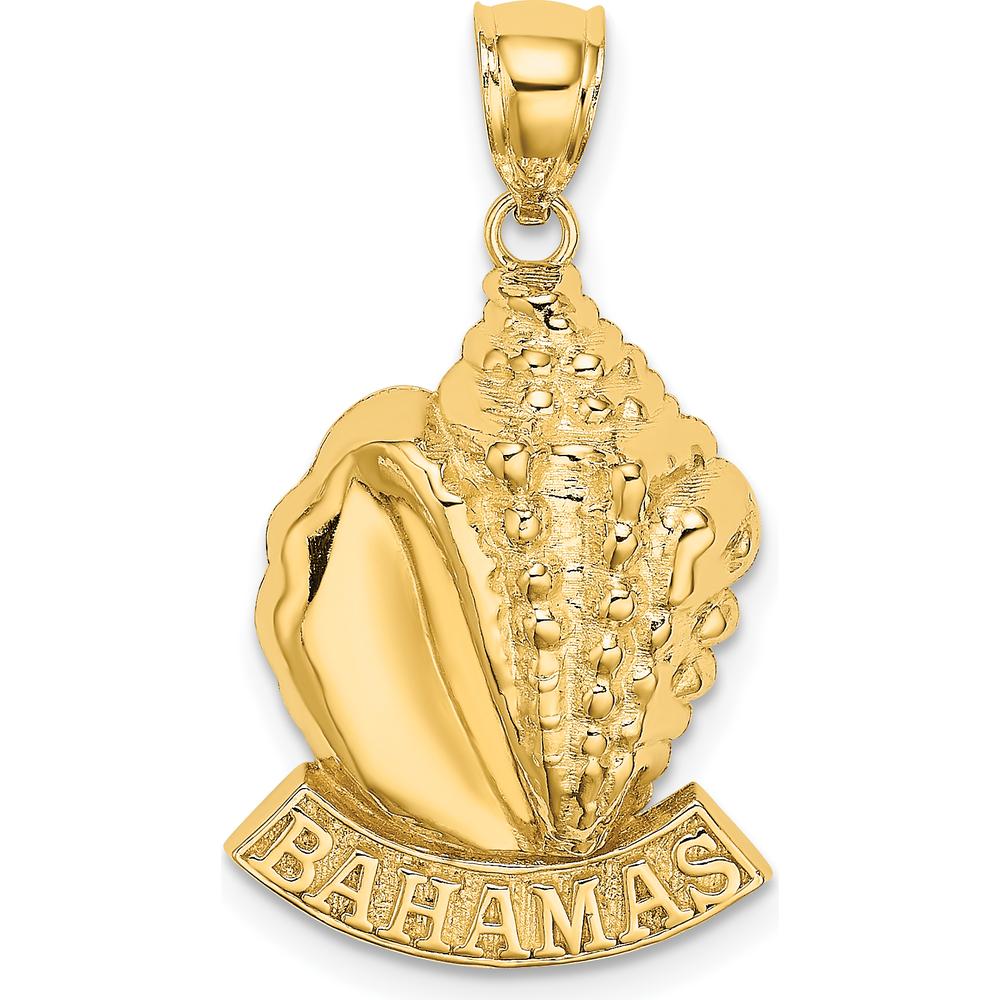 14K Yellow Gold Bahamas Conch Shell Pendant Charm - Polished Finish by Oro Pregiato