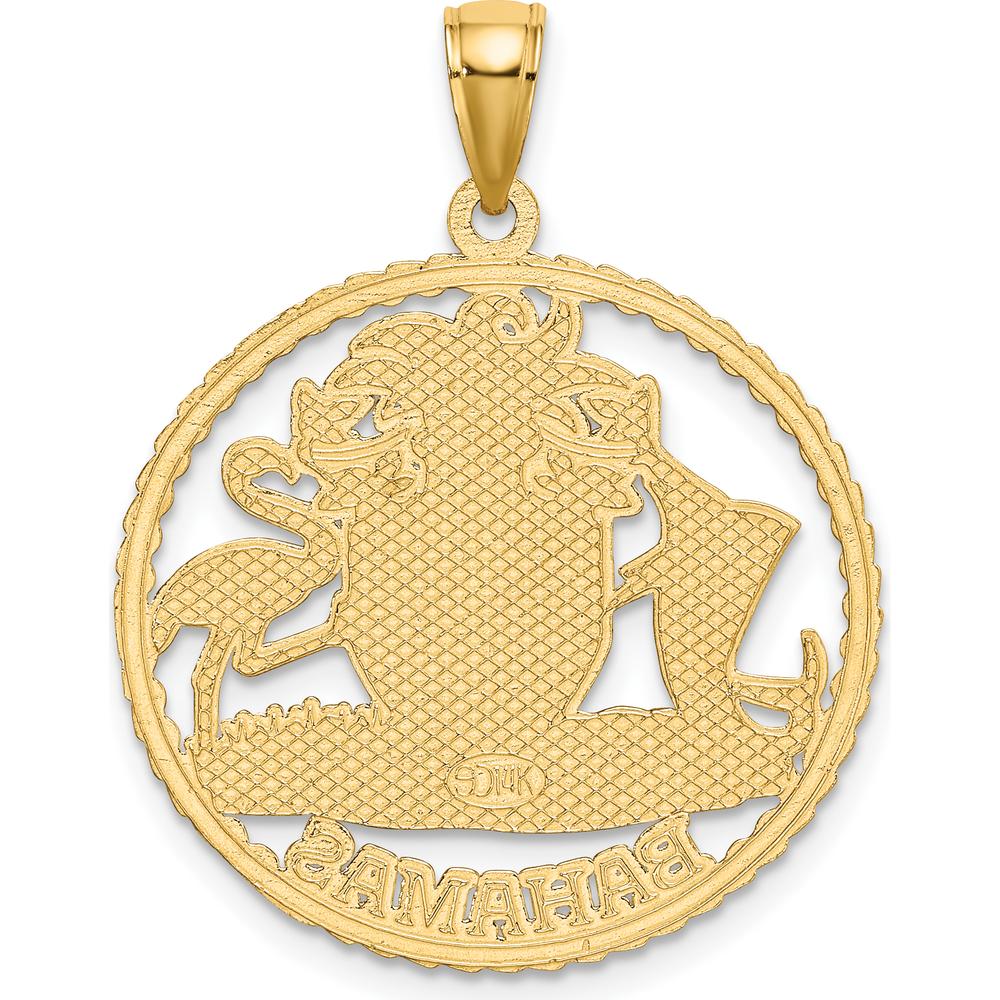 14K Yellow Gold Bahamas Crest Textured Frame Charm - 30.3mm Length by Oro Pregiato