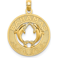 14K Yellow Gold Bahamas Dolphin Charm Pendant - Polished Textured Finish by Oro Pregiato