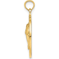 14K Yellow Gold Bahamas Dolphin Charm Pendant - Polished Textured Finish by Oro Pregiato