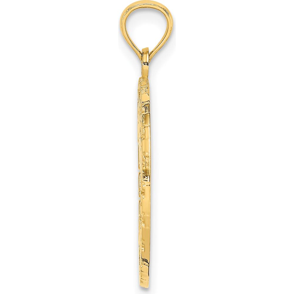 14K Yellow Gold Bahamas Palm Tree Charm Pendant - 24.9mm Length by Oro Pregiato