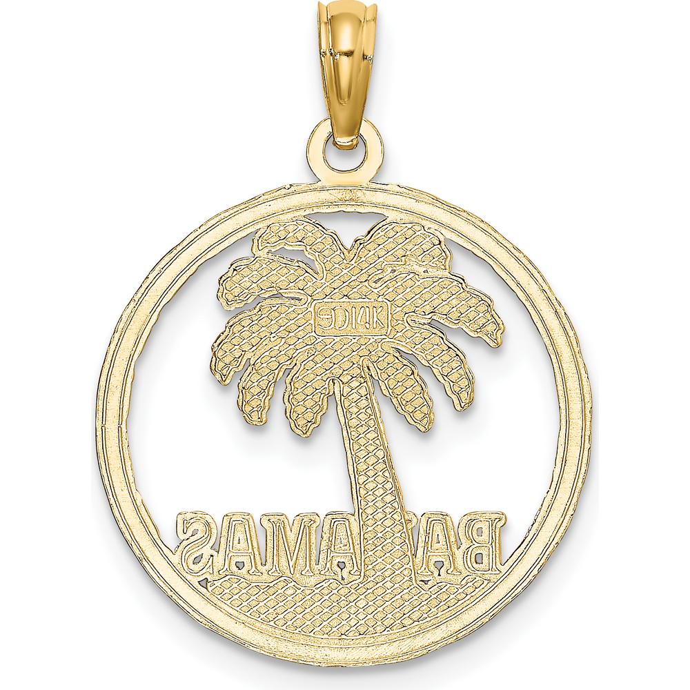 14K Yellow Gold Bahamas Palm Tree Charm Pendant - 24.9mm Length by Oro Pregiato