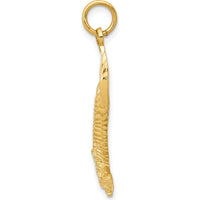 14K Yellow Gold Bald Eagle Charm with Textured Finish - 35.5mm Length by Oro Pregiato