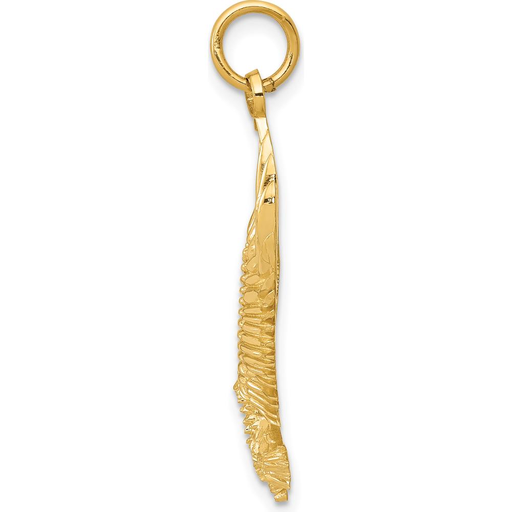 14K Yellow Gold Bald Eagle Charm with Textured Finish - 35.5mm Length by Oro Pregiato
