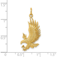 14K Yellow Gold Bald Eagle Charm with Textured Finish - 35.5mm Length by Oro Pregiato