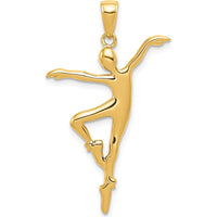 14K Yellow Gold Ballet Dancer Pendant - Polished Finish by Oro Pregiato