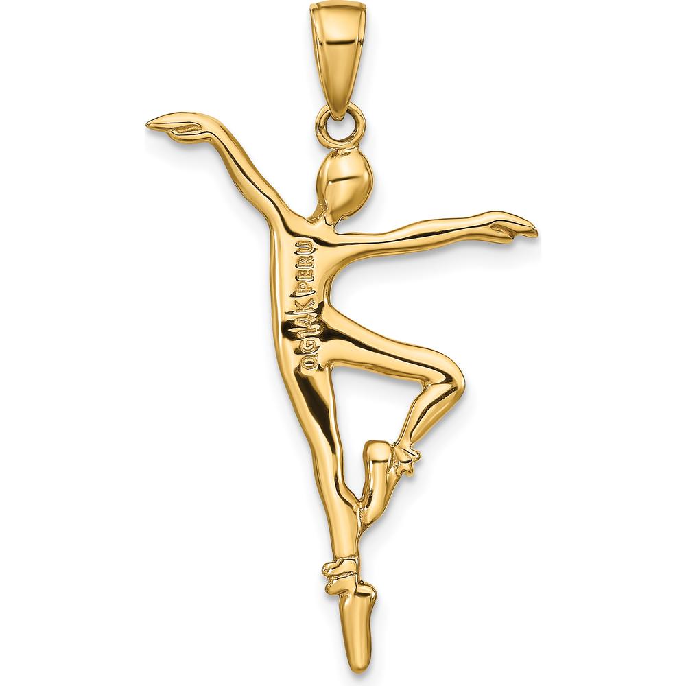 14K Yellow Gold Ballet Dancer Pendant - Polished Finish by Oro Pregiato