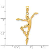 14K Yellow Gold Ballet Dancer Pendant - Polished Finish by Oro Pregiato