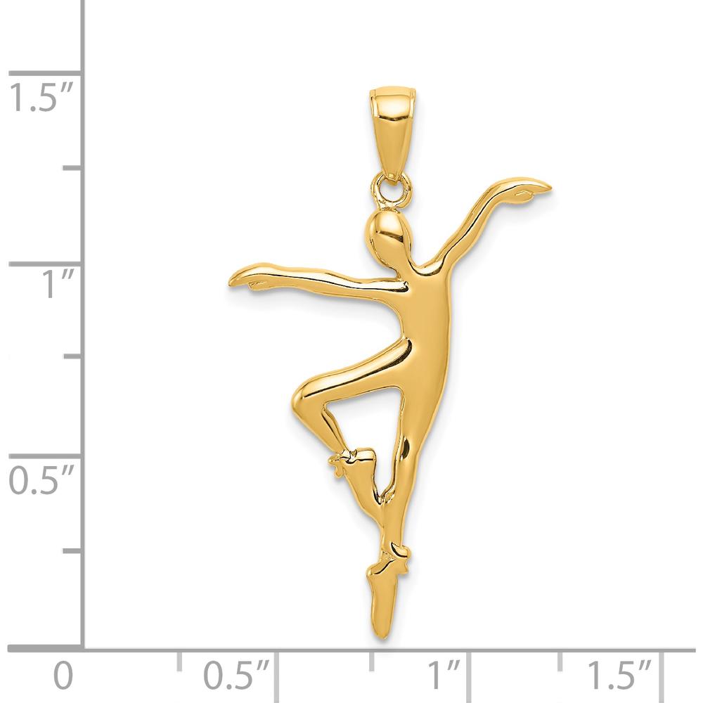 14K Yellow Gold Ballet Dancer Pendant - Polished Finish by Oro Pregiato
