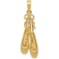 14K Yellow Gold Ballet Slippers Pendant - Satin Polished Finish by Oro Pregiato