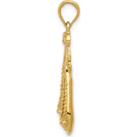 14K Yellow Gold Ballet Slippers Pendant - Satin Polished Finish by Oro Pregiato